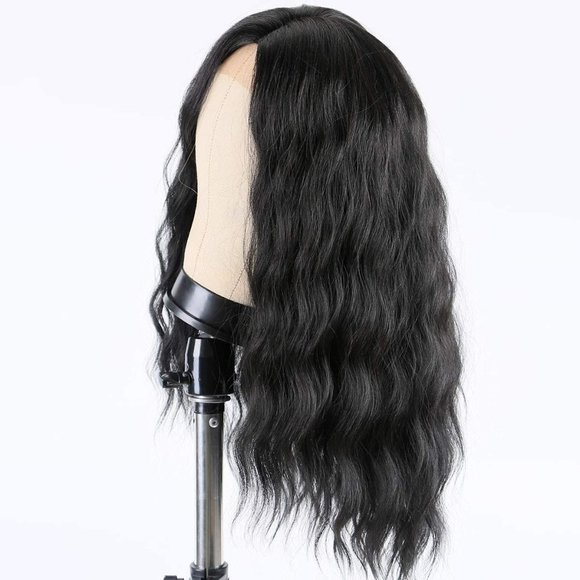 Long Black Wavy Full Cap Wig - 1B Black Hair For Women - Picture 3 of 6